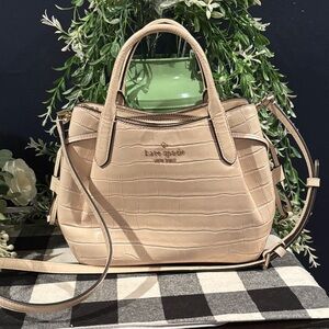 kate spade Beige Croc-Embossed Leather Satchel